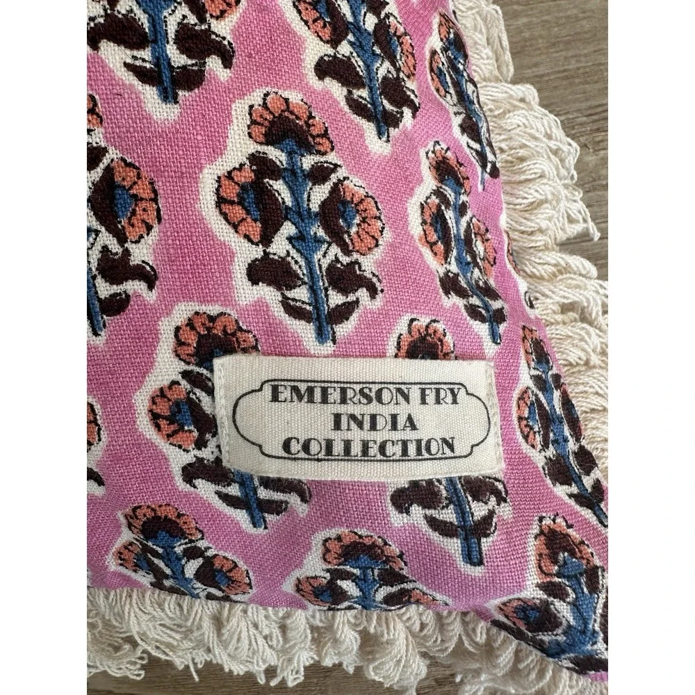 Emerson Fry Block Print Linen Pillow Cover Pink $78 with Pottery Barn Insert